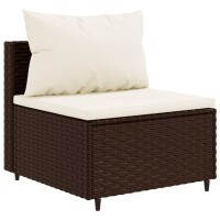 vidaXL 7-tlg. Garten-Lounge-Set mit Kissen Braun Poly Rattan