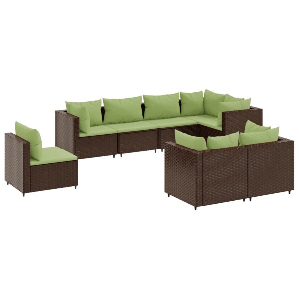 vidaXL 8-tlg. Garten-Lounge-Set mit Kissen Braun Poly Rattan