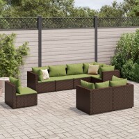 vidaXL 8-tlg. Garten-Lounge-Set mit Kissen Braun Poly Rattan