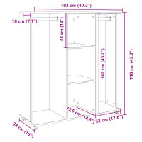 vidaXL Kleiderschrank mit Rollen Wei&szlig; 102x38x110 cm Holzwerkstoff