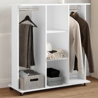 vidaXL Kleiderschrank mit Rollen Weiß 102x38x110 cm...