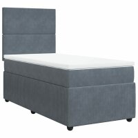 vidaXL Boxspringbett mit Matratze Dunkelgrau 80x200 cm Samt