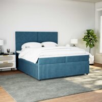 vidaXL Boxspringbett mit Matratze Dunkelblau 200x200 cm Samt