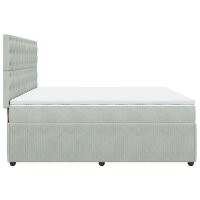 vidaXL Boxspringbett mit Matratze Hellgrau 200x200 cm Samt