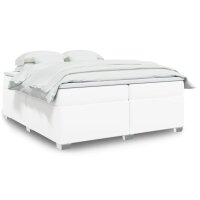 vidaXL Boxspringbett mit Matratze Wei&szlig; 200x200 cm Kunstleder