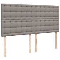 vidaXL Boxspringbett mit Matratze Taupe 200x200 cm Stoff