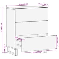 vidaXL Sideboard Wei&szlig; 60x34x75 cm Massivholz Mango