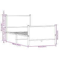 vidaXL Bettgestell mit Kopf- und Fu&szlig;teil Metall R&auml;uchereiche 90x190 cm