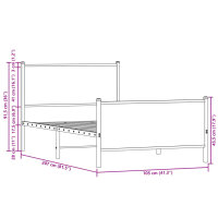 vidaXL Bettgestell mit Kopf- und Fu&szlig;teil Metall R&auml;uchereiche 100x200cm