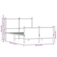 vidaXL Bettgestell mit Kopf- und Fu&szlig;teil Metall R&auml;uchereiche 120x190cm