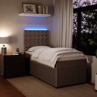 vidaXL Boxspringbett mit Matratze Hellgrau 90x190 cm Samt