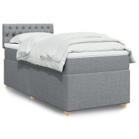 vidaXL Boxspringbett mit Matratze Hellgrau 90x190 cm Stoff