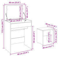 vidaXL Schminktisch mit Hocker Wei&szlig; 60x40x113,5 cm