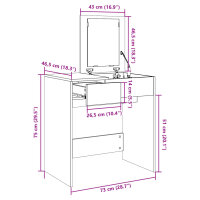 vidaXL Schminktisch mit Spiegel R&auml;uchereiche 73x46,5x120 cm