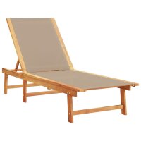 vidaXL Sonnenliegen 2 Stk. mit Tisch Taupe Massivholz Akazie Textilene