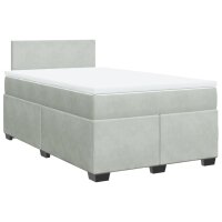 vidaXL Boxspringbett mit Matratze Hellgrau 120x190 cm Samt