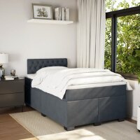 vidaXL Boxspringbett mit Matratze Dunkelgrau 120x190 cm Samt