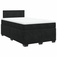 vidaXL Boxspringbett mit Matratze Schwarz 120x200 cm Samt