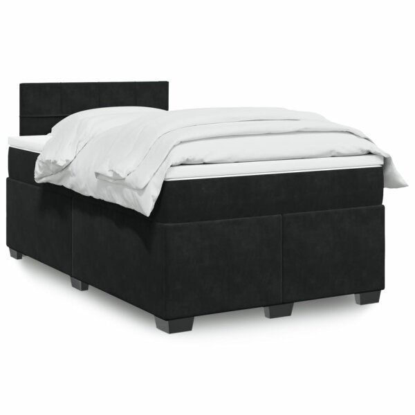 vidaXL Boxspringbett mit Matratze Schwarz 120x200 cm Samt