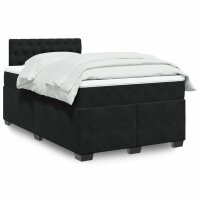 vidaXL Boxspringbett mit Matratze Schwarz 120x200 cm Samt