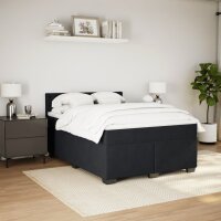 vidaXL Boxspringbett mit Matratze Schwarz 140x190 cm Samt