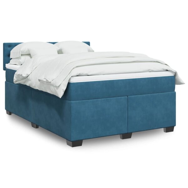 vidaXL Boxspringbett mit Matratze Dunkelblau 140x190 cm Samt