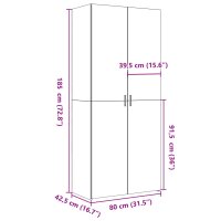 vidaXL Highboard Sonoma-Eiche 80x42,5x185 cm Holzwerkstoff