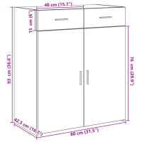 vidaXL Sideboard Wei&szlig; 80x42,5x93 cm Holzwerkstoff