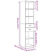 vidaXL Highboard Sonoma-Eiche 40x42,5x185 cm Holzwerkstoff