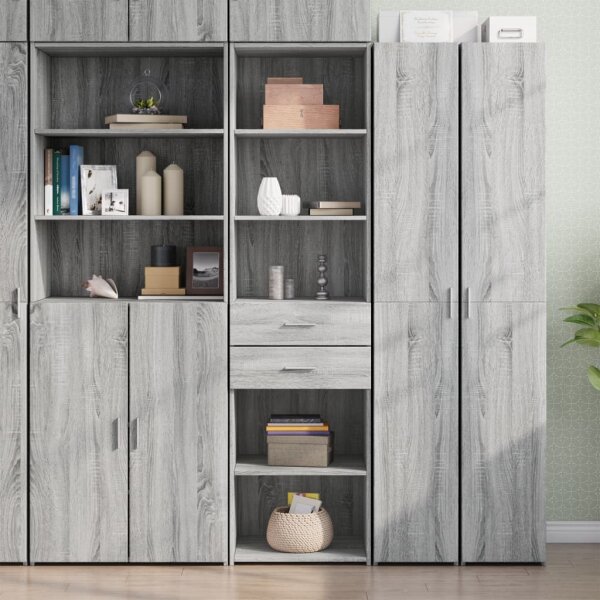 vidaXL Highboard Grau Sonoma 50x42,5x185 cm Holzwerkstoff