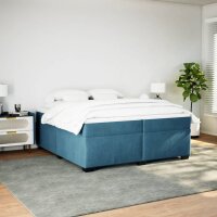 vidaXL Boxspringbett mit Matratze Dunkelblau 200x200 cm Samt