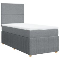 vidaXL Boxspringbett mit Matratze Hellgrau 90x190 cm Stoff