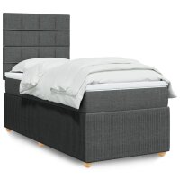 vidaXL Boxspringbett mit Matratze Dunkelgrau 90x190 cm Stoff