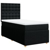 vidaXL Boxspringbett mit Matratze Schwarz 90x190 cm Stoff