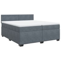 vidaXL Boxspringbett mit Matratze Dunkelgrau 200x200 cm Samt