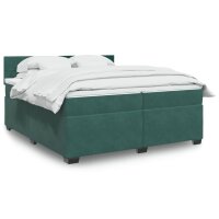 vidaXL Boxspringbett mit Matratze Dunkelgr&uuml;n 200x200 cm Samt