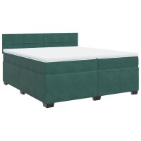 vidaXL Boxspringbett mit Matratze Dunkelgr&uuml;n 200x200 cm Samt