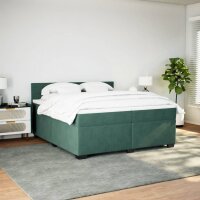 vidaXL Boxspringbett mit Matratze Dunkelgr&uuml;n 200x200 cm Samt