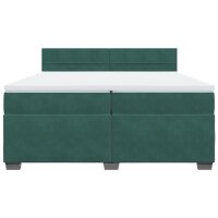 vidaXL Boxspringbett mit Matratze Dunkelgr&uuml;n 200x200 cm Samt