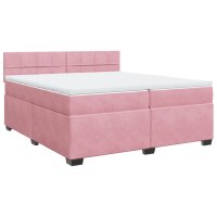 vidaXL Boxspringbett mit Matratze Rosa 200x200 cm Samt