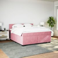 vidaXL Boxspringbett mit Matratze Rosa 200x200 cm Samt