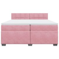 vidaXL Boxspringbett mit Matratze Rosa 200x200 cm Samt