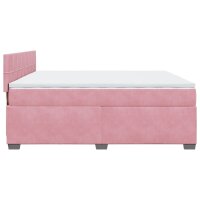 vidaXL Boxspringbett mit Matratze Rosa 200x200 cm Samt