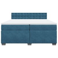 vidaXL Boxspringbett mit Matratze Blau 200x200 cm Samt