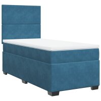 vidaXL Boxspringbett mit Matratze Blau 80x200 cm Samt