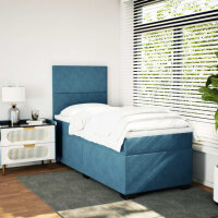 vidaXL Boxspringbett mit Matratze Blau 80x200 cm Samt