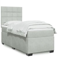 vidaXL Boxspringbett mit Matratze Hellgrau 80x200 cm Samt