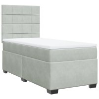 vidaXL Boxspringbett mit Matratze Hellgrau 80x200 cm Samt