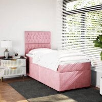 vidaXL Boxspringbett mit Matratze Rosa 90x190 cm Samt