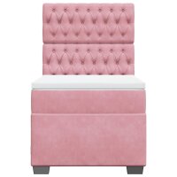 vidaXL Boxspringbett mit Matratze Rosa 90x190 cm Samt